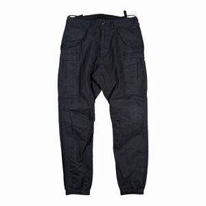 R13 NYC Paratrooper Military Cargo Pants Cotton Black 32x29 Men's